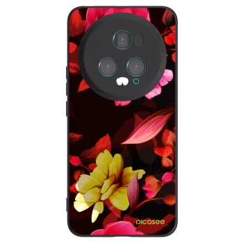 Picasee silikonový černý obal pro Honor Magic5 Pro - Dark Peonny