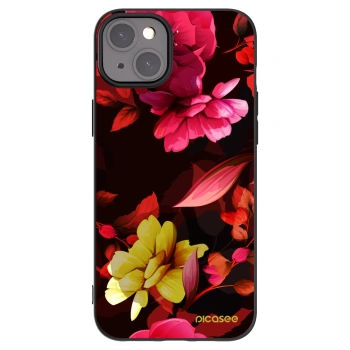 Picasee silikonový černý obal pro Apple iPhone 15 Plus - Dark Peonny