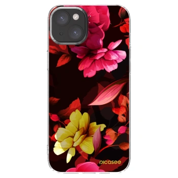 Picasee silikonový průhledný obal pro Apple iPhone 15 Plus - Dark Peonny
