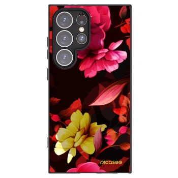 Picasee silikonový černý obal pro Samsung Galaxy S24 Ultra S928B 5G - Dark Peonny
