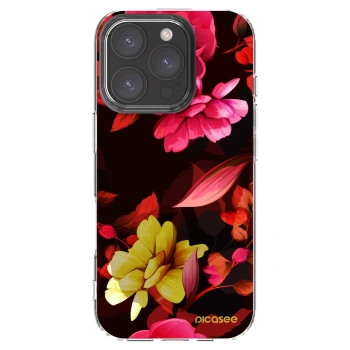 Picasee silikonový průhledný obal pro Apple iPhone 16 Pro - Dark Peonny