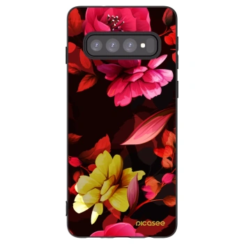 Picasee silikonový černý obal pro Samsung Galaxy S10 G973 - Dark Peonny