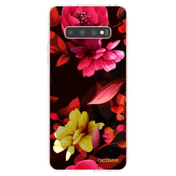 Picasee silikonový průhledný obal pro Samsung Galaxy S10 Plus G975 - Dark Peonny