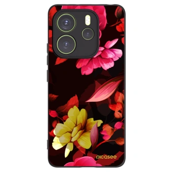 Picasee silikonový černý obal pro Xiaomi Redmi Note 14 4G - Dark Peonny