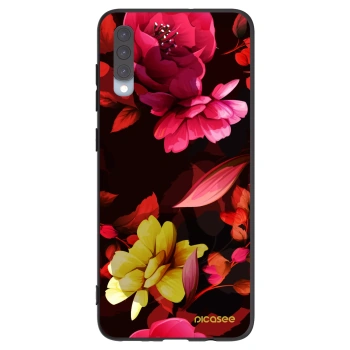 Picasee silikonový černý obal pro Samsung Galaxy A70 A705F - Dark Peonny