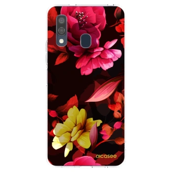 Picasee silikonový průhledný obal pro Samsung Galaxy A40 A405F - Dark Peonny