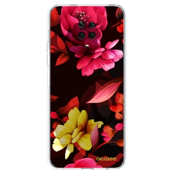 Picasee silikonový průhledný obal pro Xiaomi Redmi Note 9 Pro - Dark Peonny