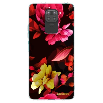 Picasee silikonový černý obal pro Xiaomi Redmi Note 9 - Dark Peonny