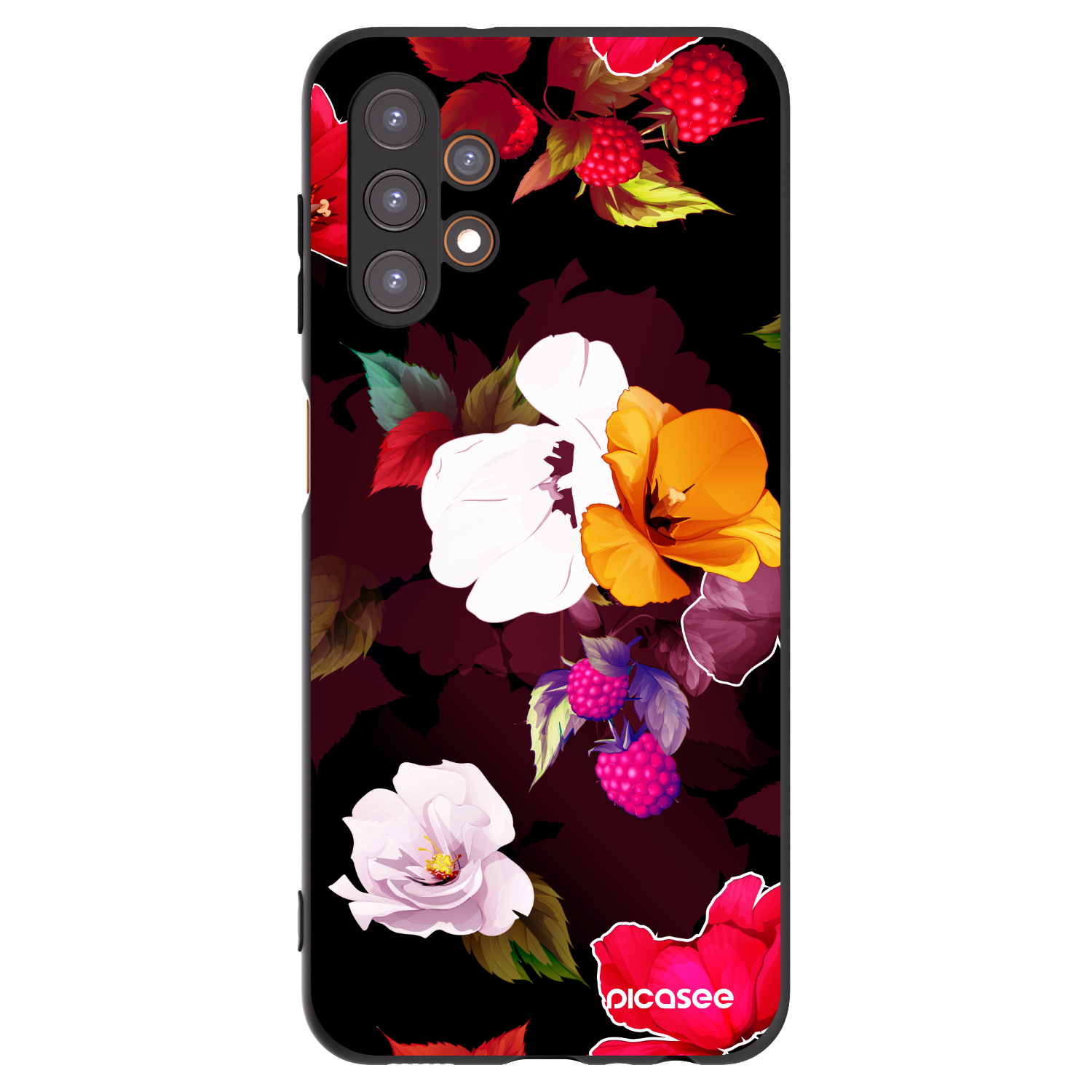 Picasee silikonový černý obal pro Samsung Galaxy A13 4G A135 - Flowers and Berries
