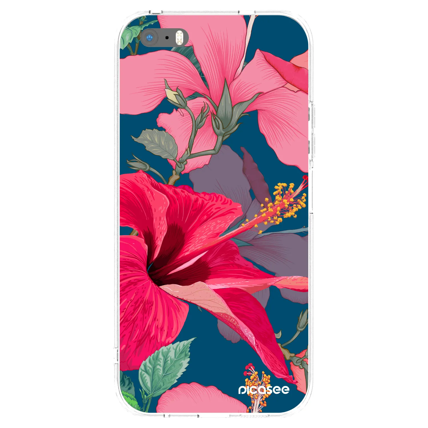 Picasee silikonový průhledný obal pro Apple iPhone 5/5S/SE - Hibiscus