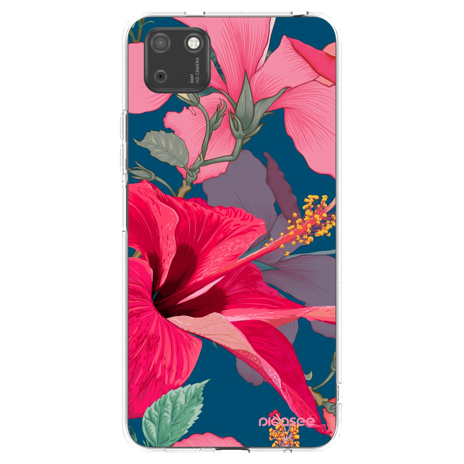 Picasee silikonový průhledný obal pro Huawei Y5P - Hibiscus