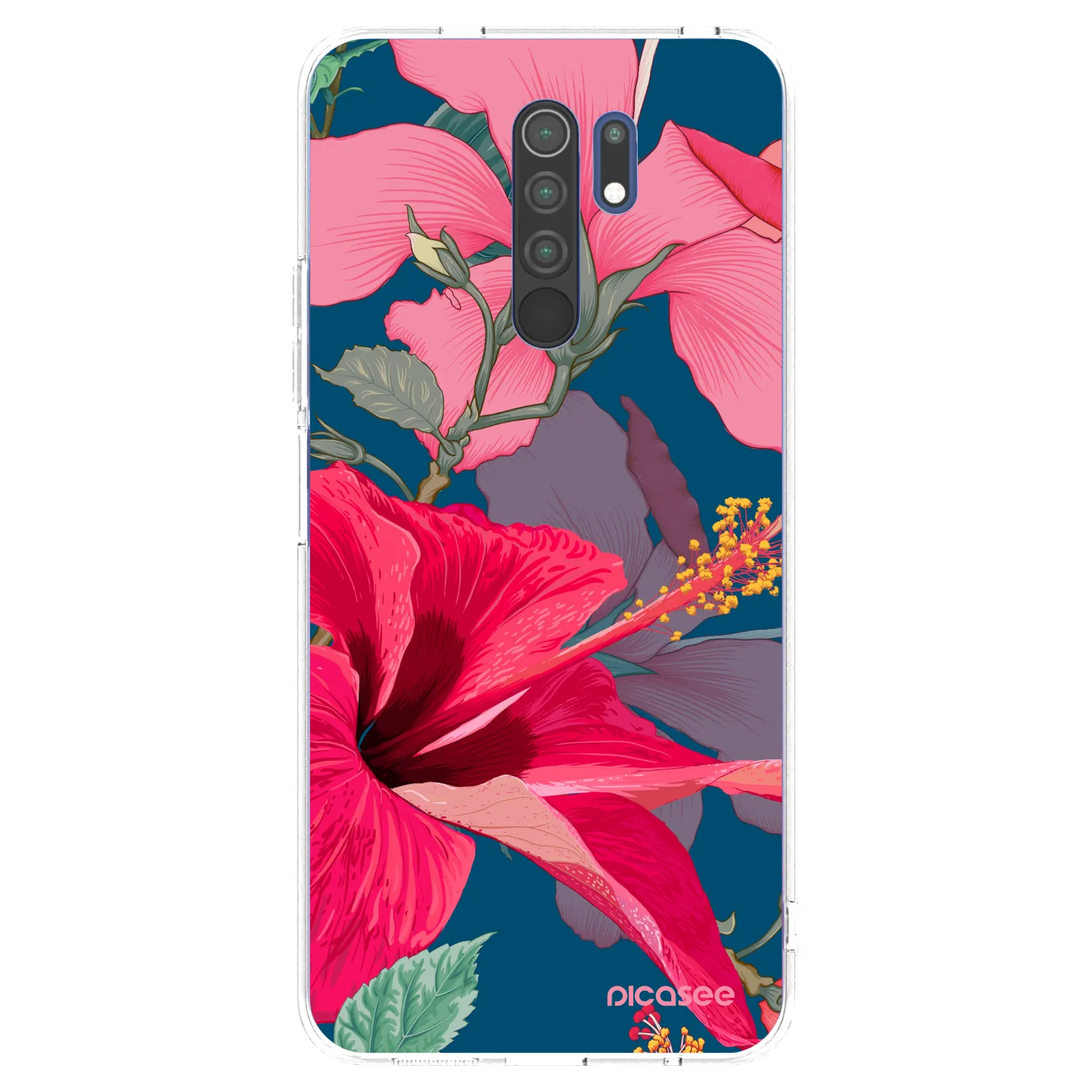 Picasee silikonový průhledný obal pro Xiaomi Redmi 9 - Hibiscus