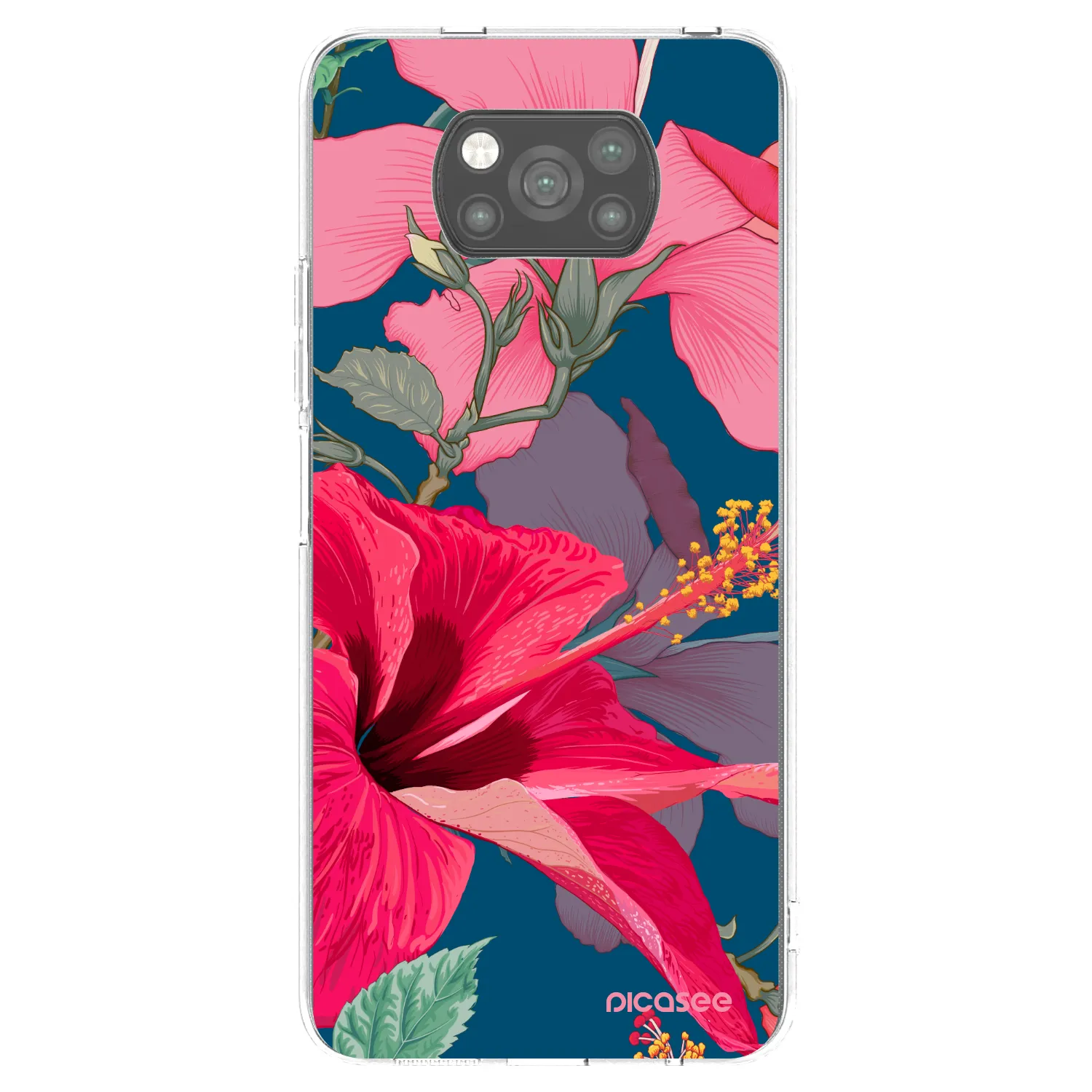 Picasee silikonový černý obal pro Xiaomi Poco X3 - Hibiscus