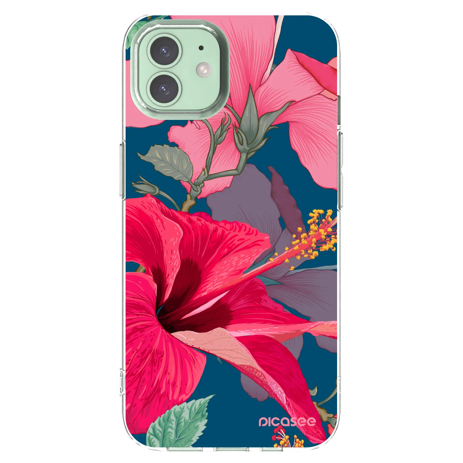 Picasee silikonový průhledný obal pro Apple iPhone 12 - Hibiscus