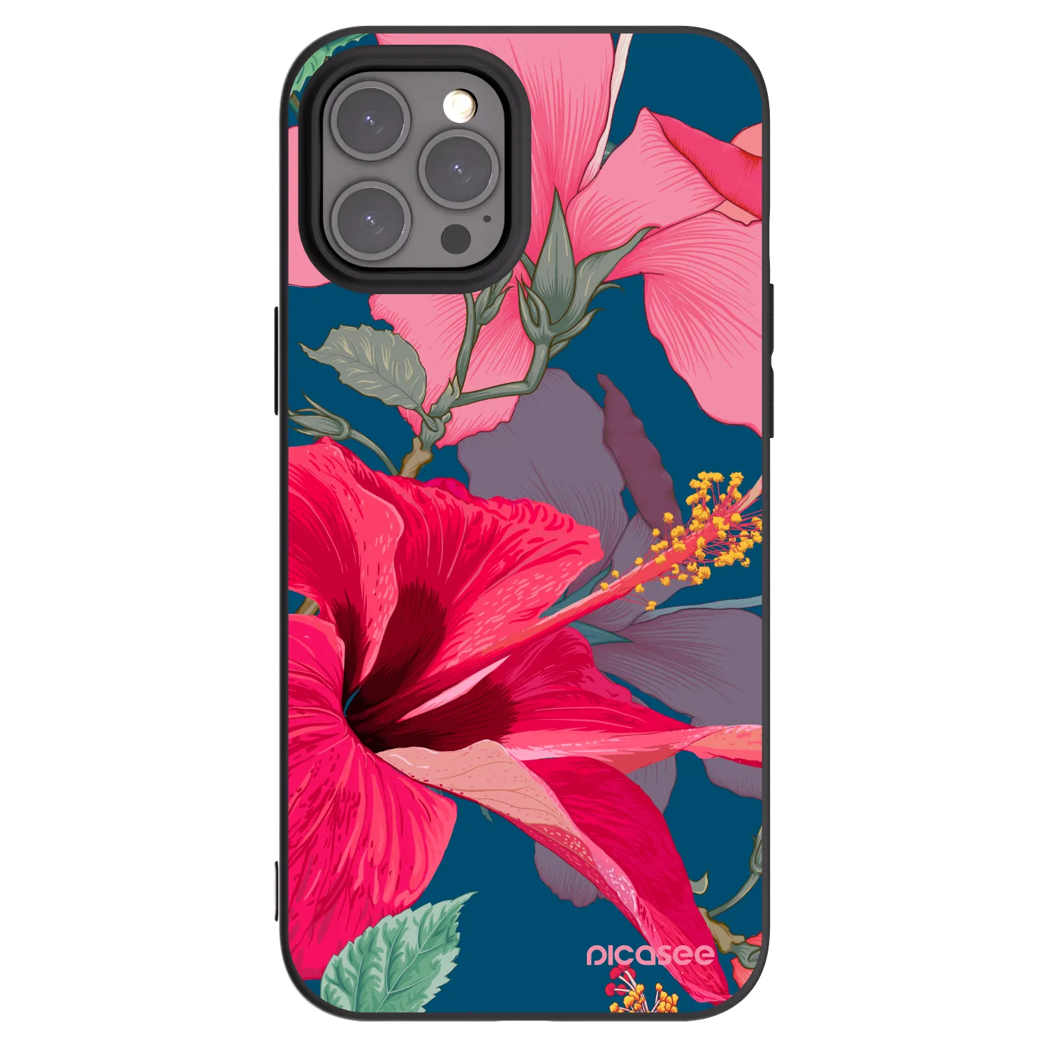 Picasee silikonový černý obal pro Apple iPhone 12 Pro Max - Hibiscus