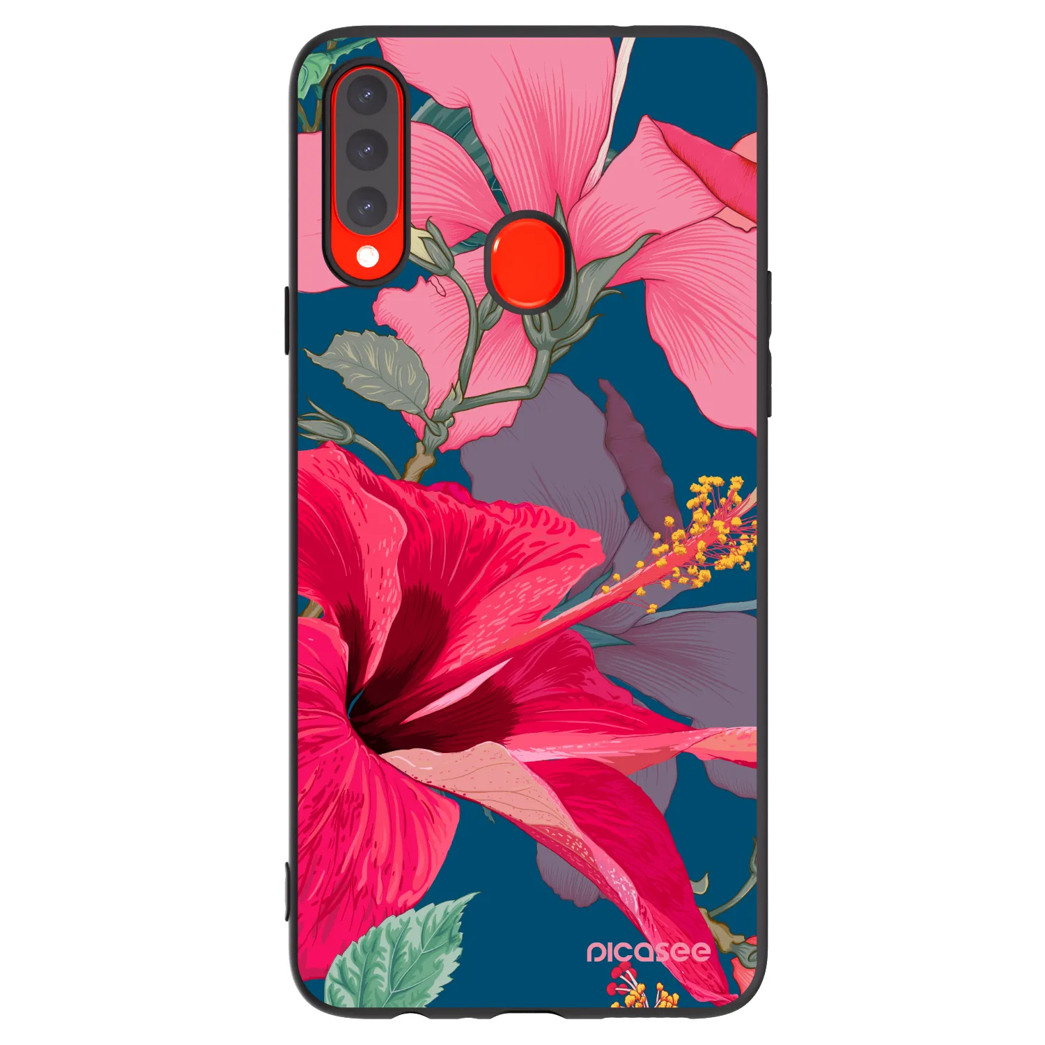 Picasee silikonový černý obal pro Samsung Galaxy A20s - Hibiscus