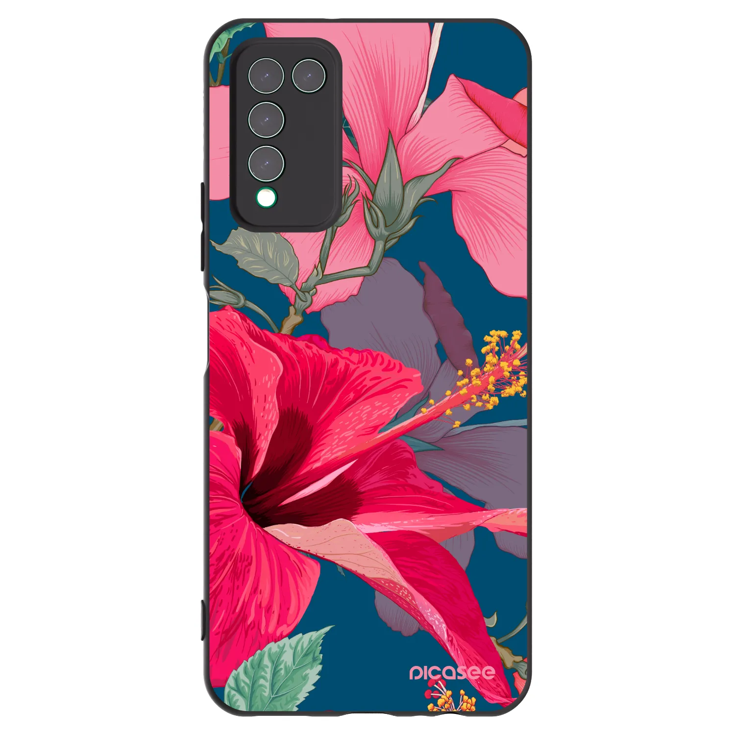 Picasee silikonový černý obal pro Honor 10X Lite - Hibiscus