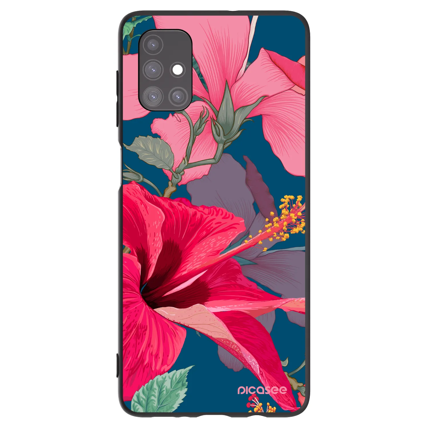 Picasee silikonový černý obal pro Samsung Galaxy M51 M515F - Hibiscus
