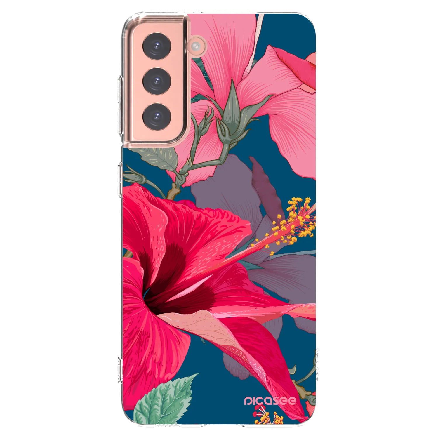 Picasee silikonový průhledný obal pro Samsung Galaxy S21 5G G991B - Hibiscus