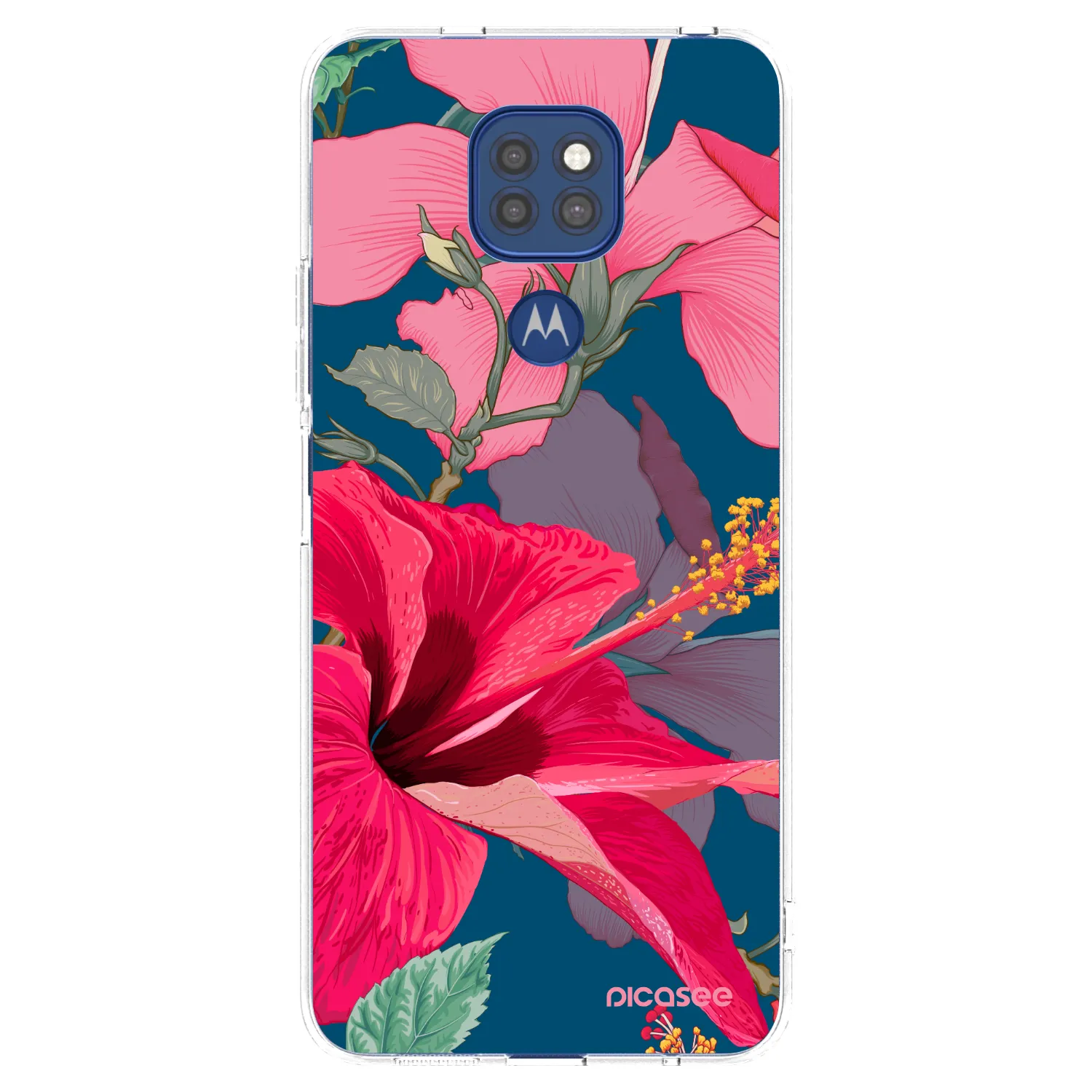 Picasee silikonový průhledný obal pro Motorola Moto G9 Play - Hibiscus