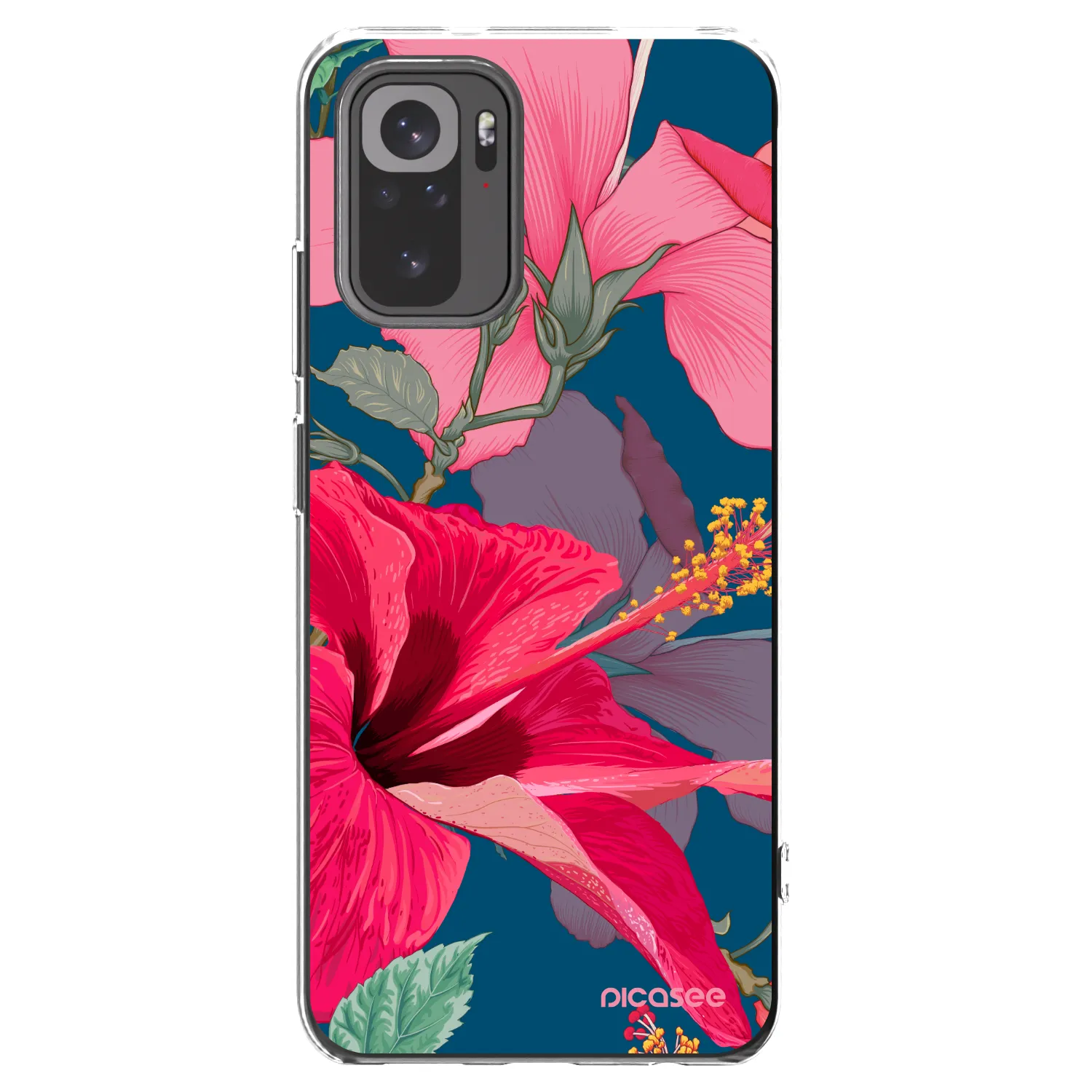 Picasee silikonový průhledný obal pro Xiaomi Redmi Note 10 - Hibiscus
