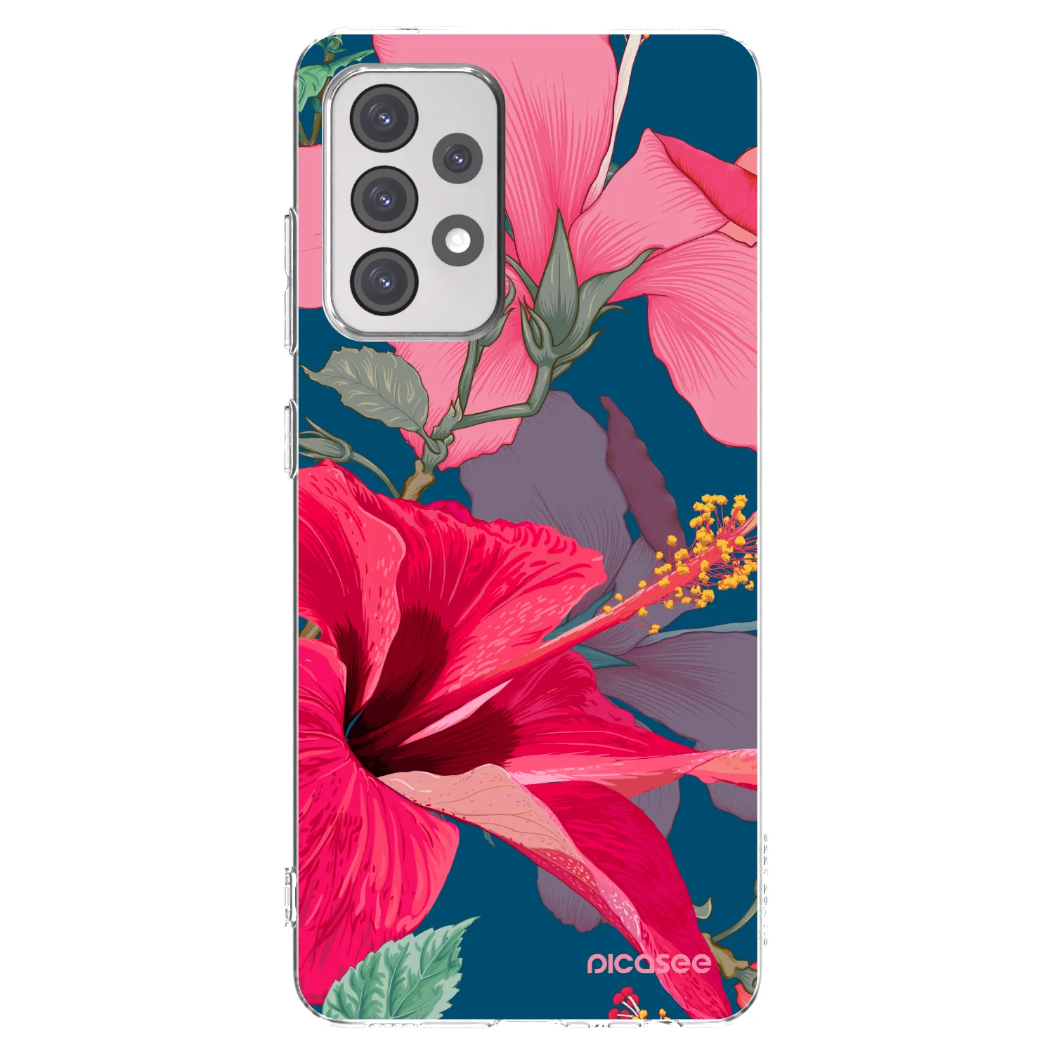 Picasee silikonový průhledný obal pro Samsung Galaxy A52 5G A525F - Hibiscus
