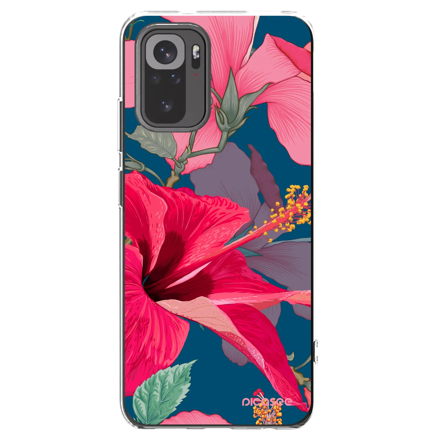 Picasee silikonový průhledný obal pro Xiaomi Redmi Note 10S - Hibiscus