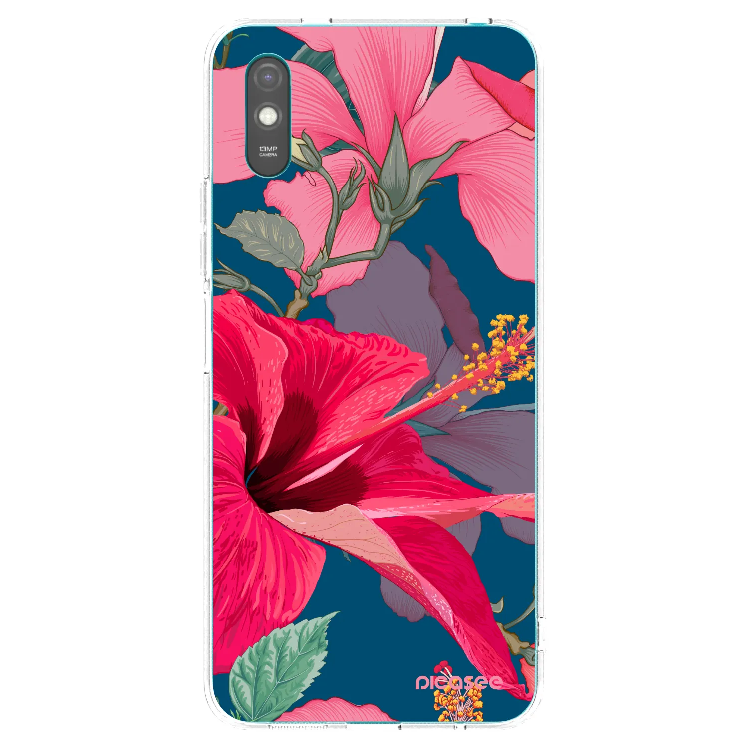 Picasee silikonový průhledný obal pro Xiaomi Redmi 9AT - Hibiscus