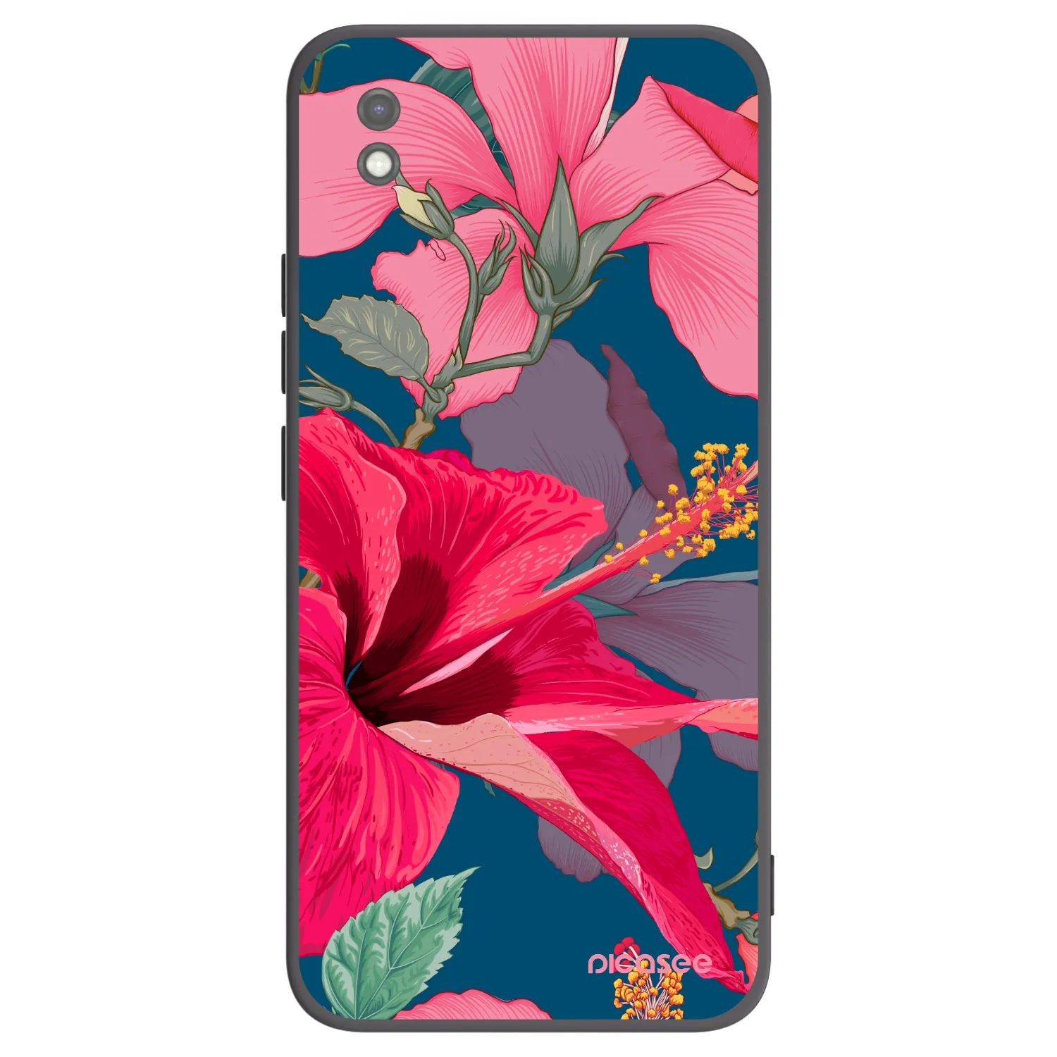 Picasee silikonový černý obal pro Xiaomi Redmi 9AT - Hibiscus