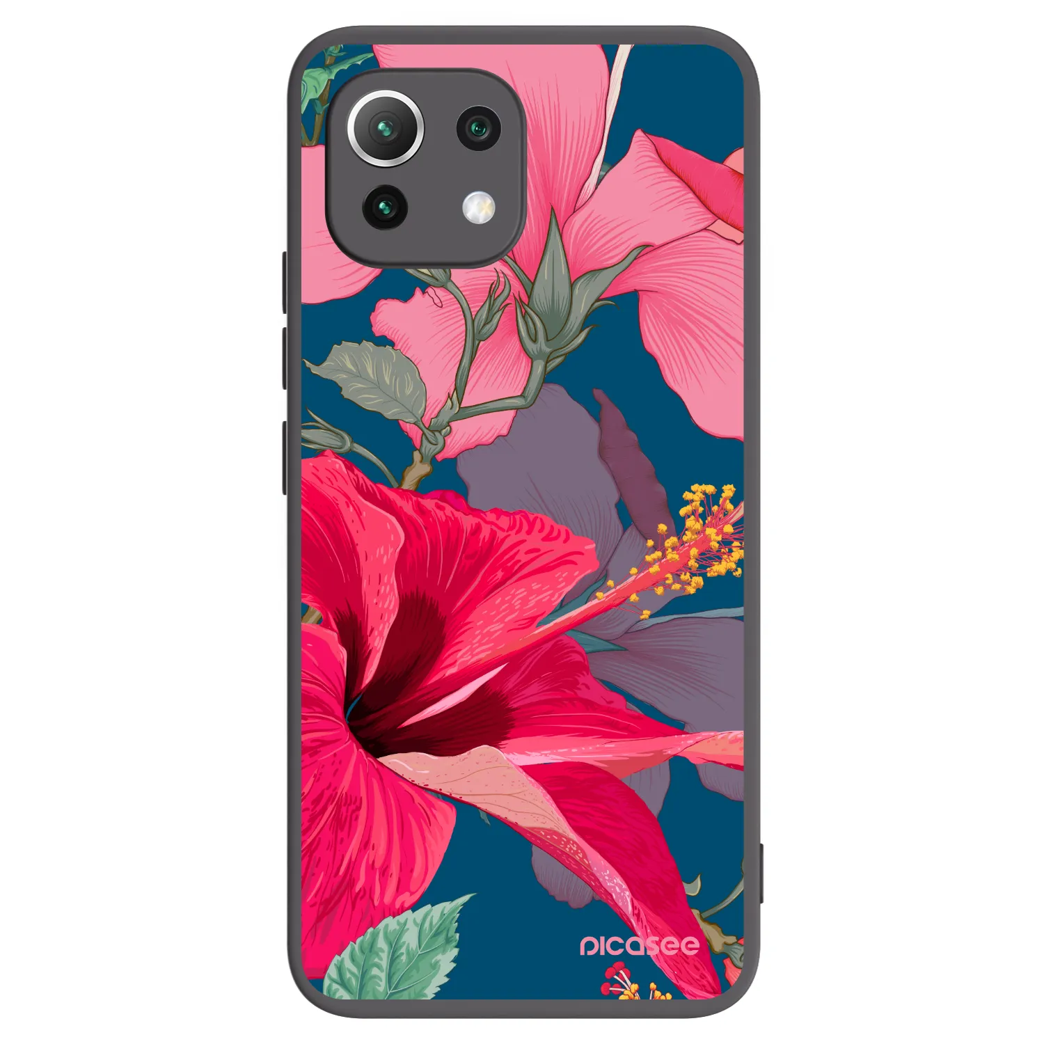 Picasee silikonový černý obal pro Xiaomi Mi 11 Lite - Hibiscus