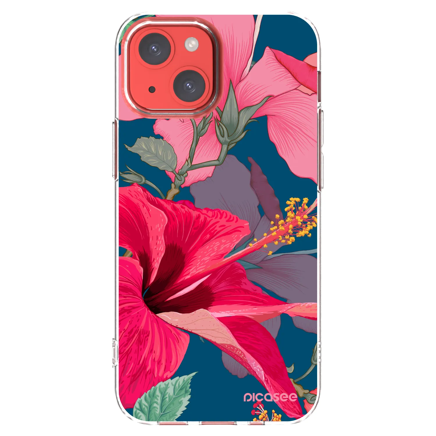 Picasee silikonový průhledný obal pro Apple iPhone 13 mini - Hibiscus