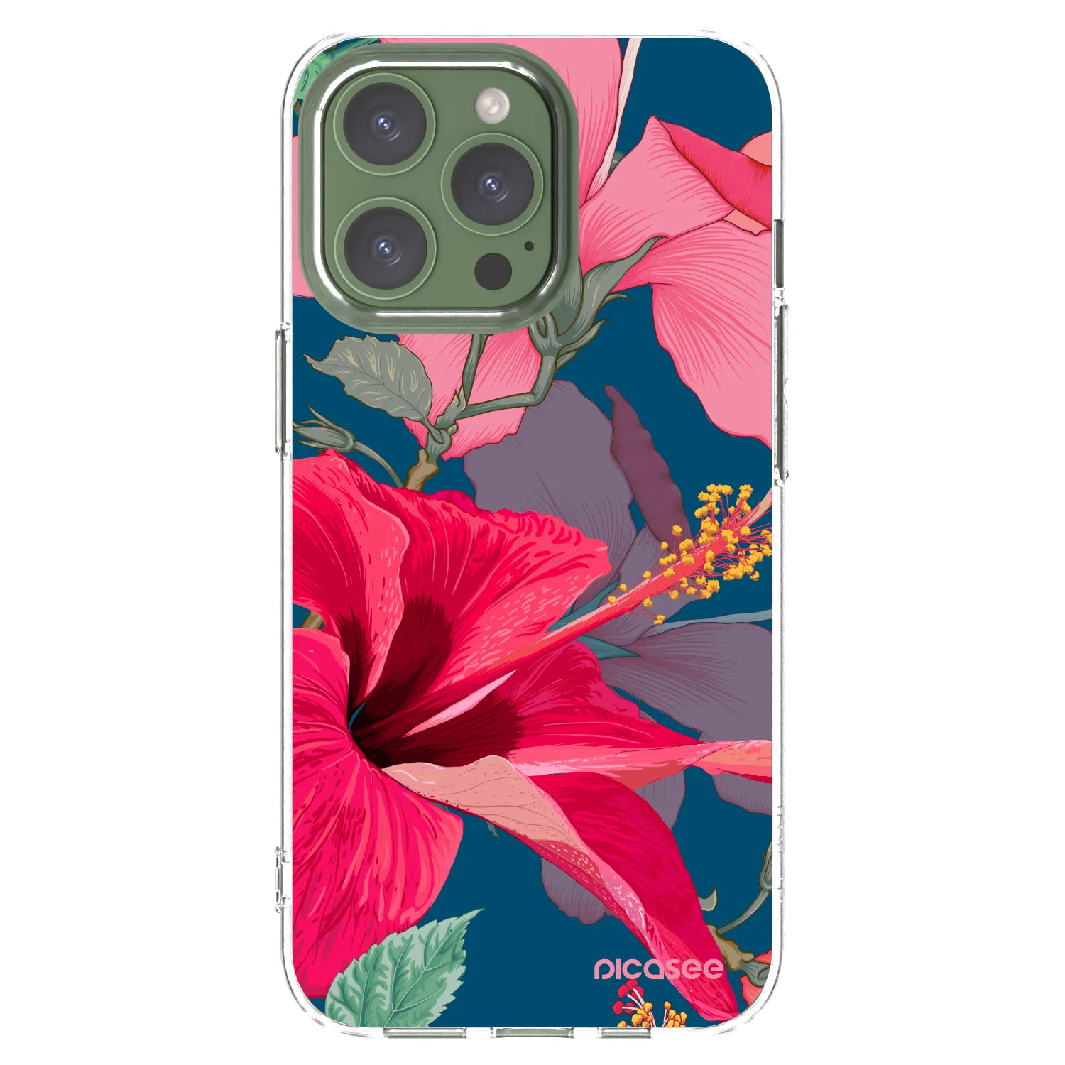 Picasee silikonový průhledný obal pro Apple iPhone 13 Pro - Hibiscus