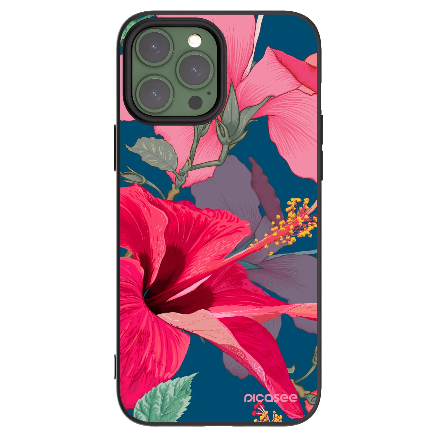Picasee silikonový černý obal pro Apple iPhone 13 Pro Max - Hibiscus