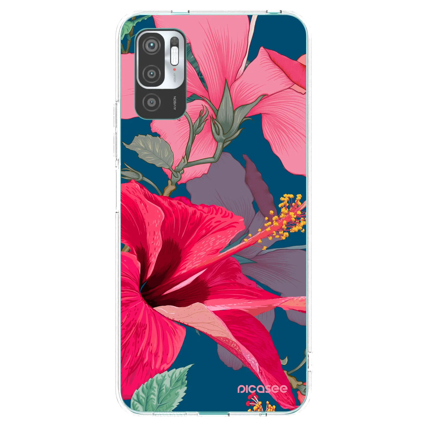 Picasee silikonový průhledný obal pro Xiaomi Redmi Note 10 5G - Hibiscus