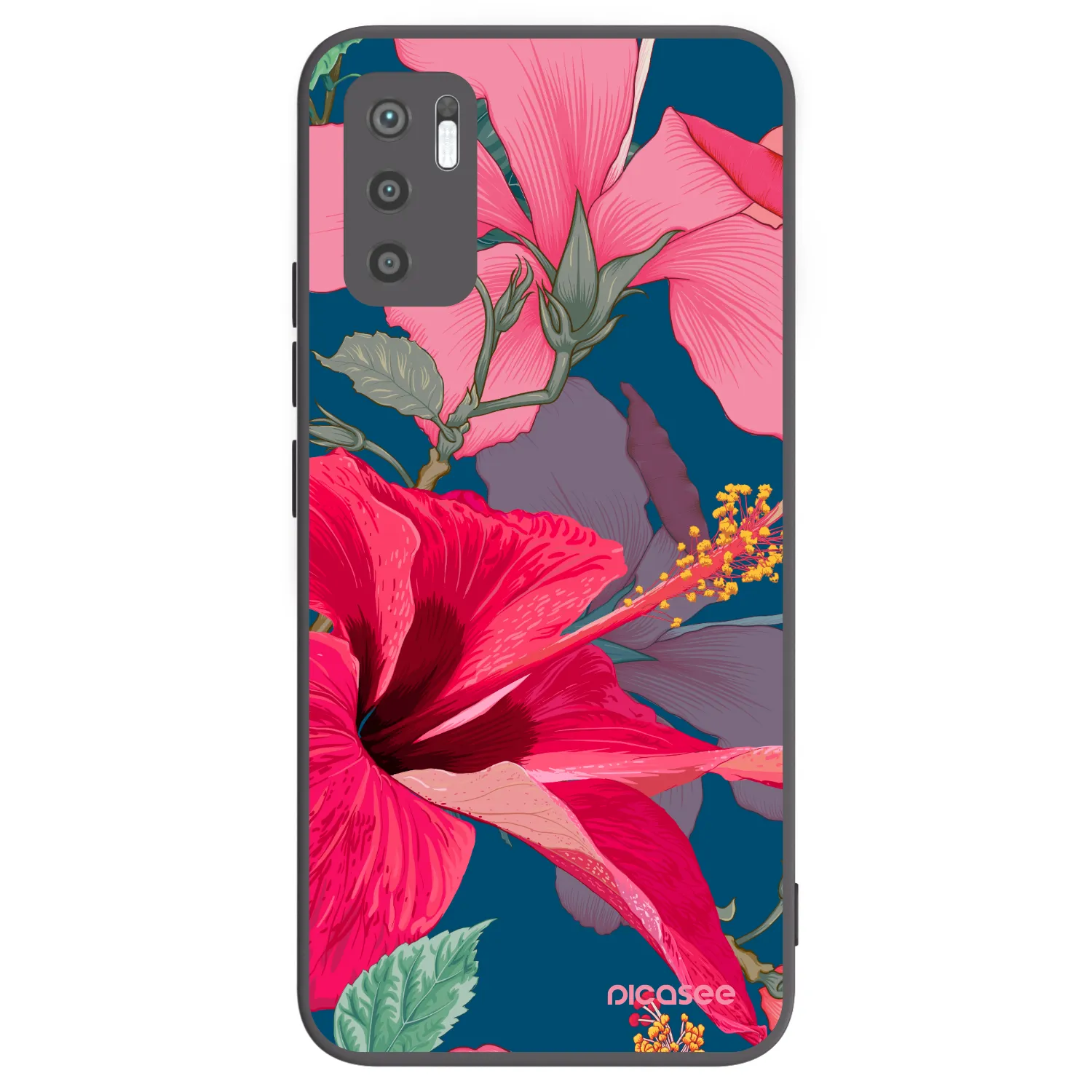 Picasee silikonový černý obal pro Xiaomi Redmi Note 10 5G - Hibiscus