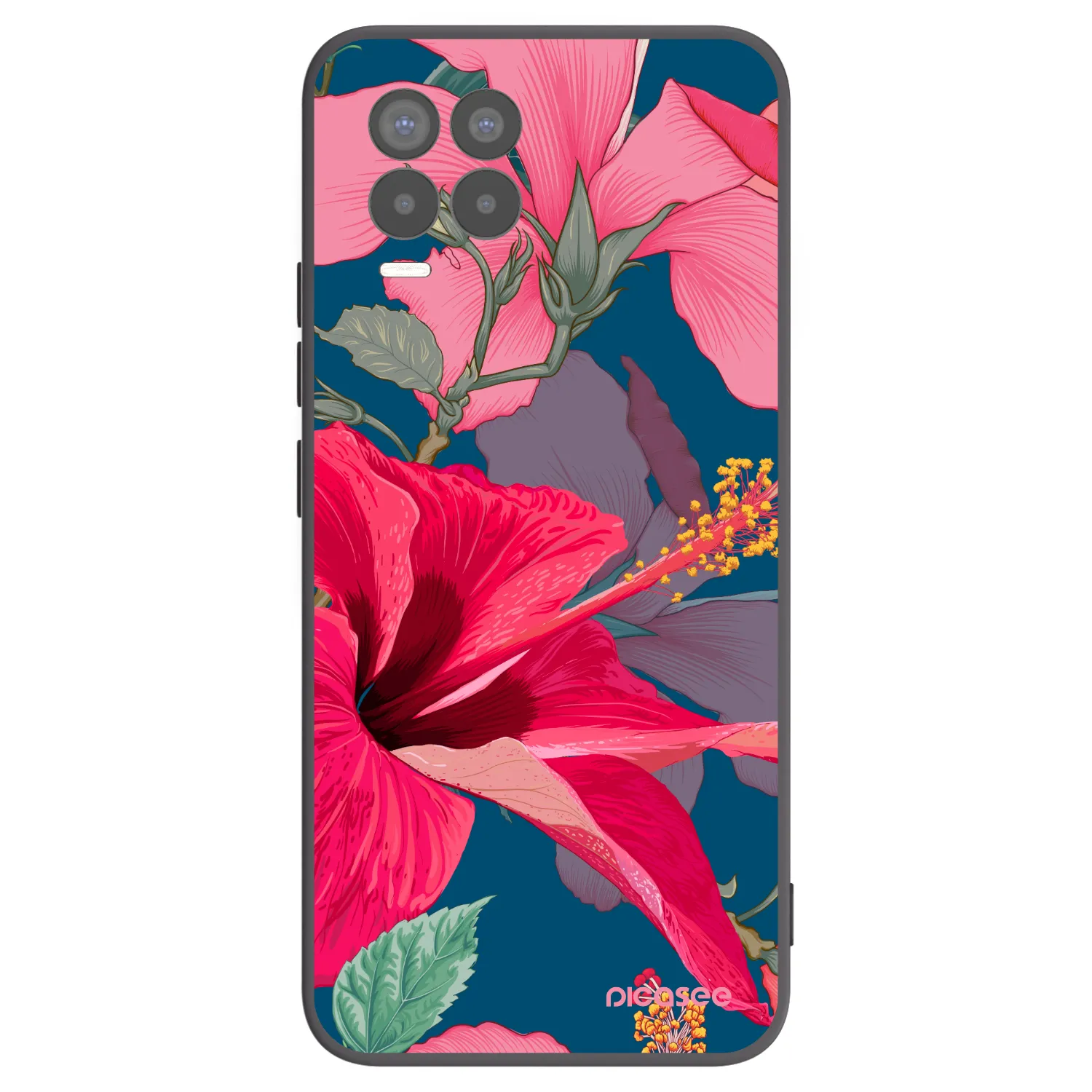 Picasee silikonový černý obal pro Realme 8 Pro - Hibiscus