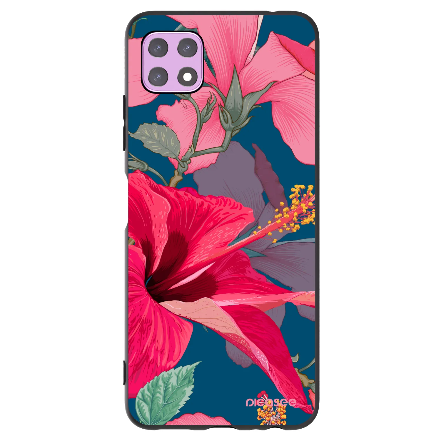 Picasee silikonový černý obal pro Samsung Galaxy A22 A226B 5G - Hibiscus