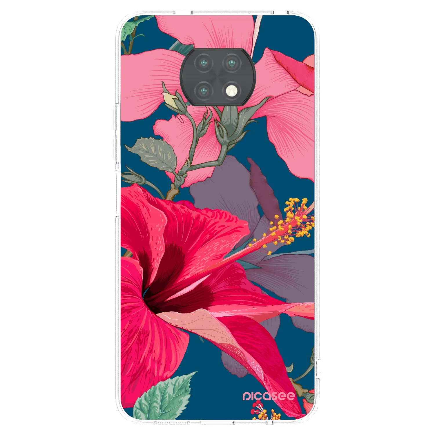 Picasee silikonový průhledný obal pro Xiaomi Redmi Note 9T - Hibiscus