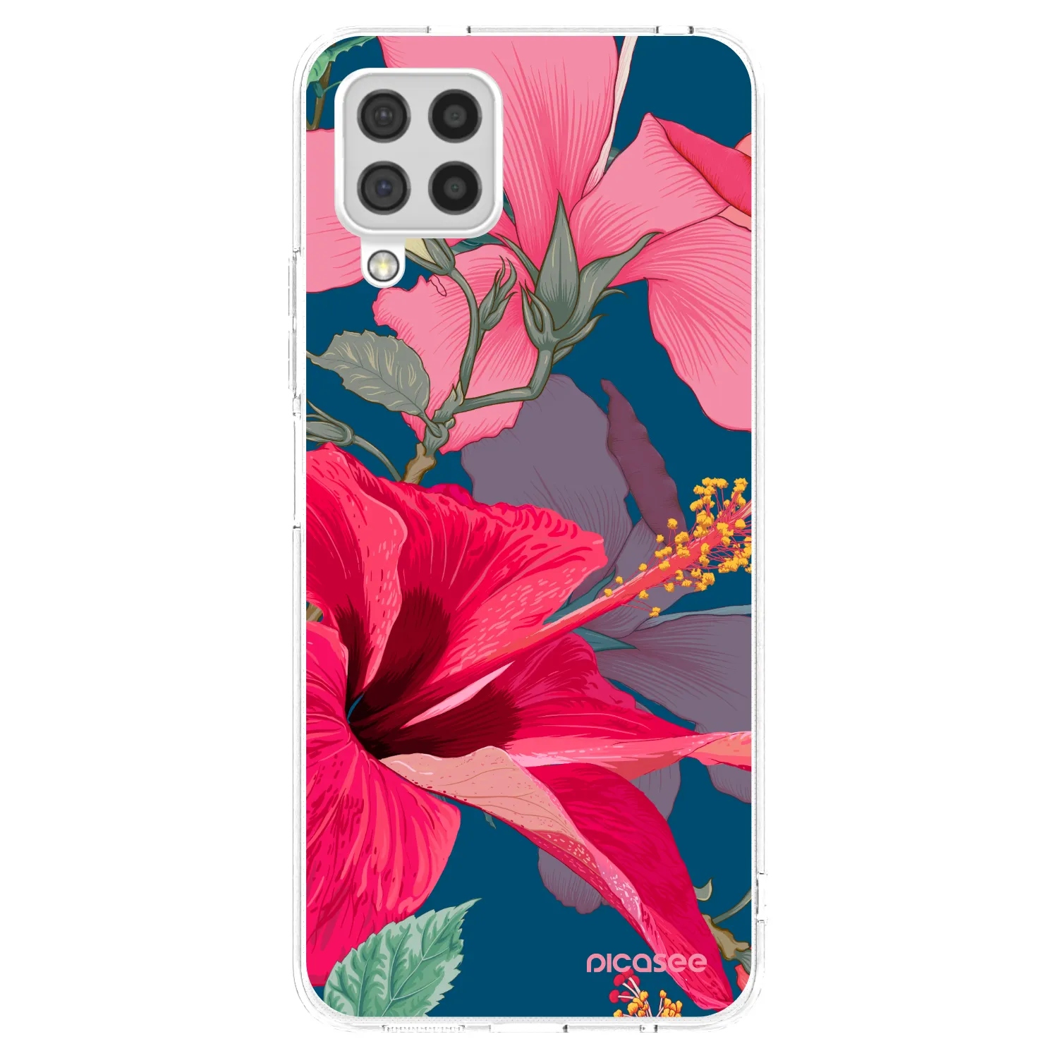 Picasee silikonový průhledný obal pro Samsung Galaxy A22 A225F 4G - Hibiscus