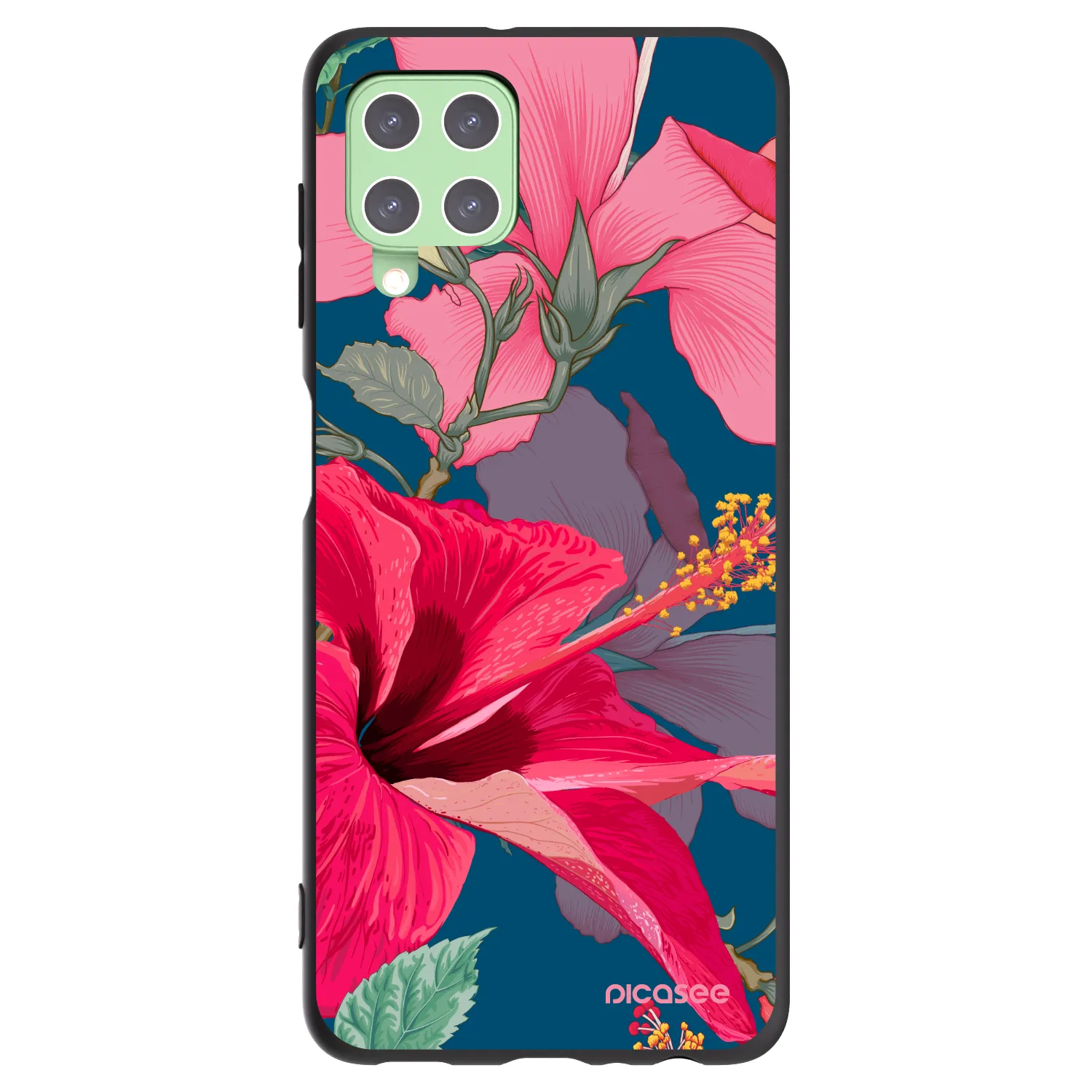 Picasee silikonový černý obal pro Samsung Galaxy A22 A225F 4G - Hibiscus