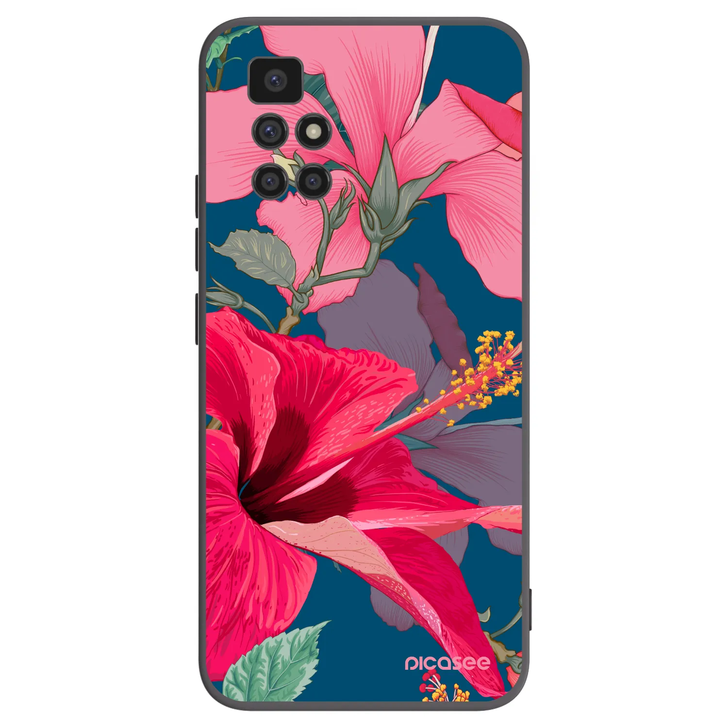 Picasee silikonový černý obal pro Xiaomi Redmi 10 - Hibiscus