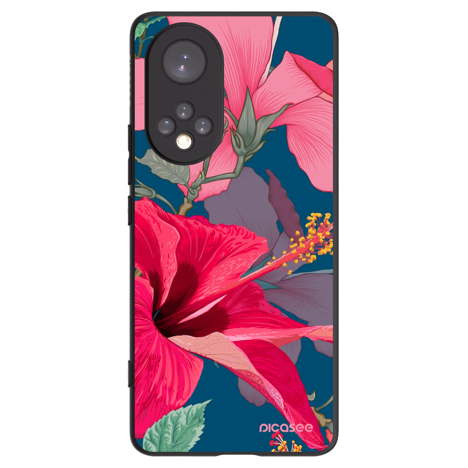 Picasee silikonový černý obal pro Honor 50 5G - Hibiscus