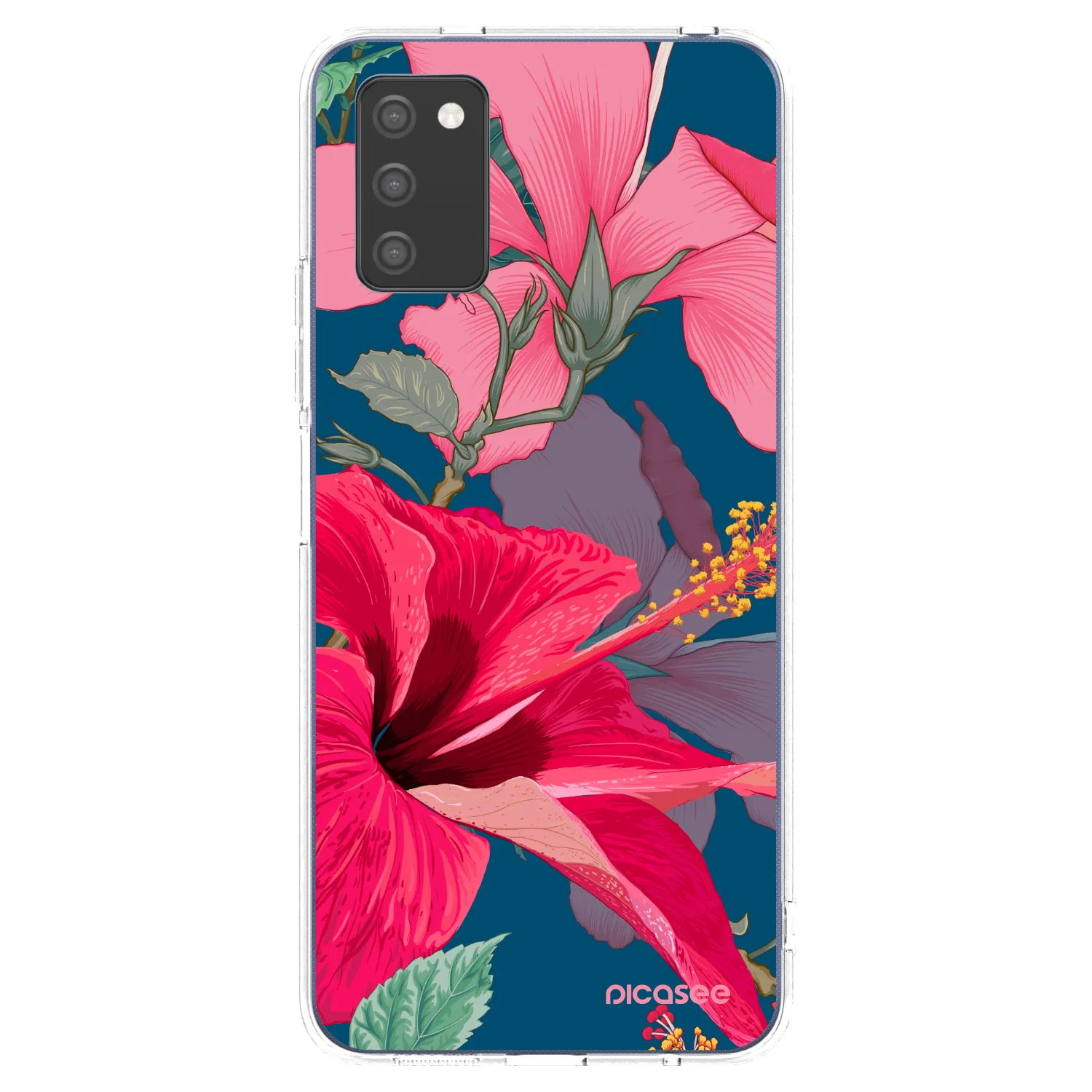 Picasee silikonový průhledný obal pro Samsung Galaxy A03s A037G - Hibiscus