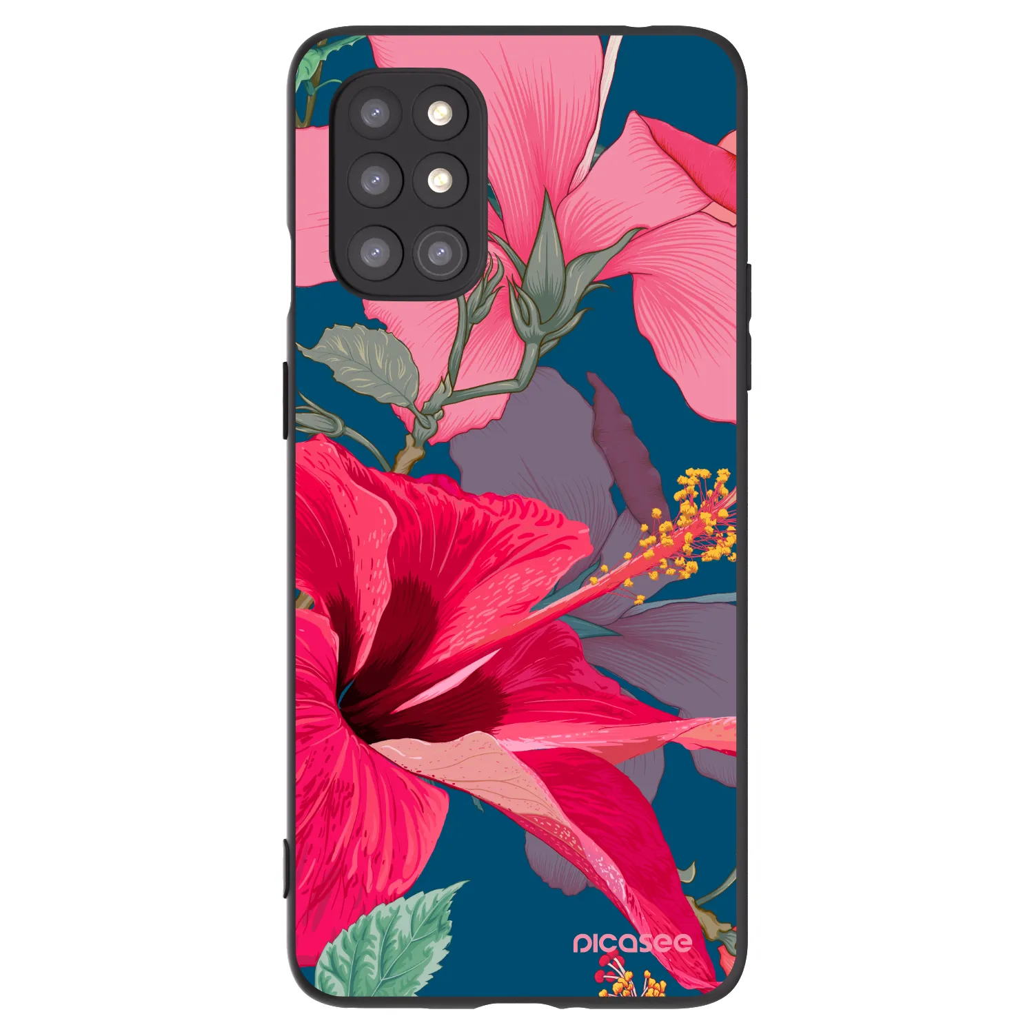Picasee silikonový černý obal pro OnePlus 8T - Hibiscus