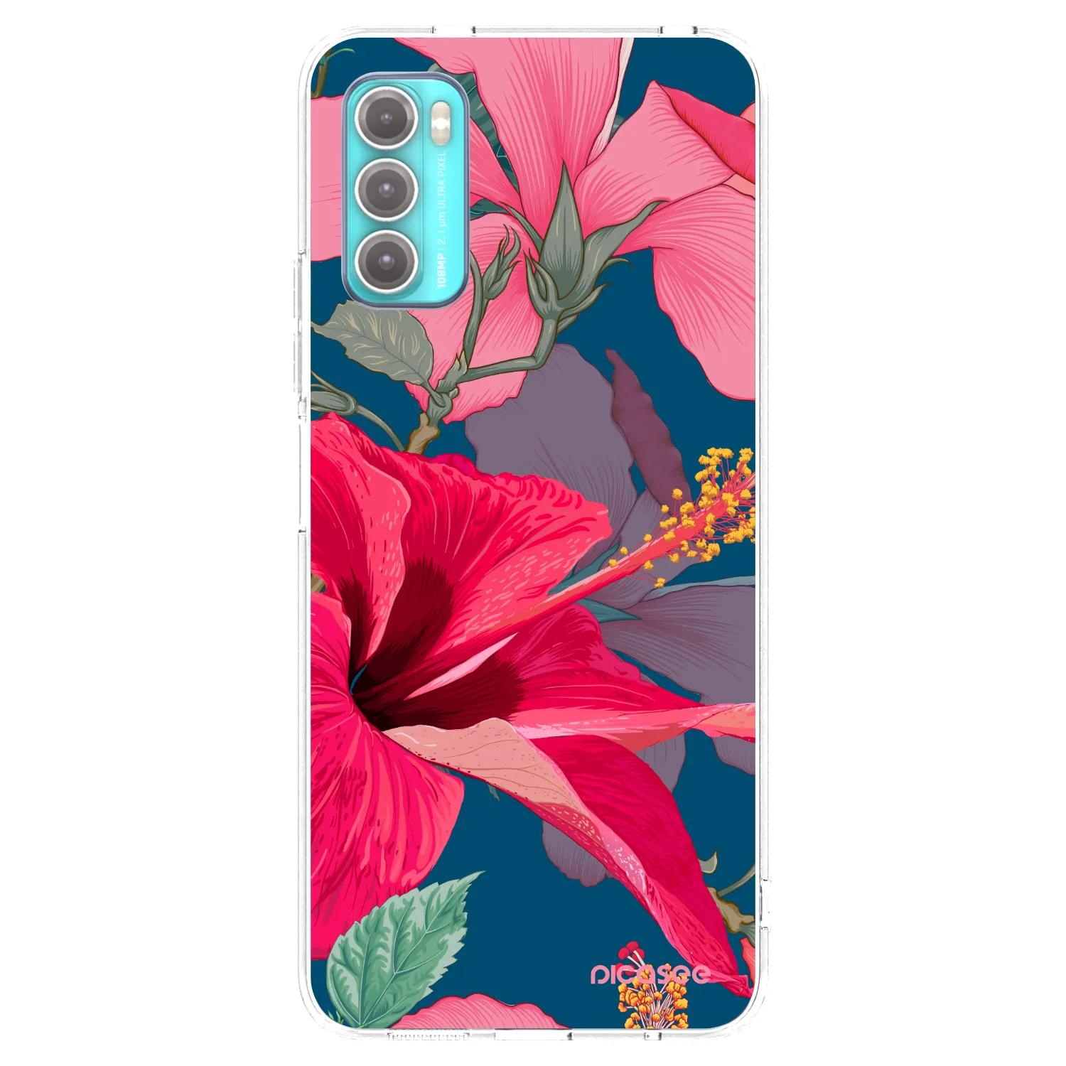 Picasee silikonový průhledný obal pro Motorola Moto G60 - Hibiscus