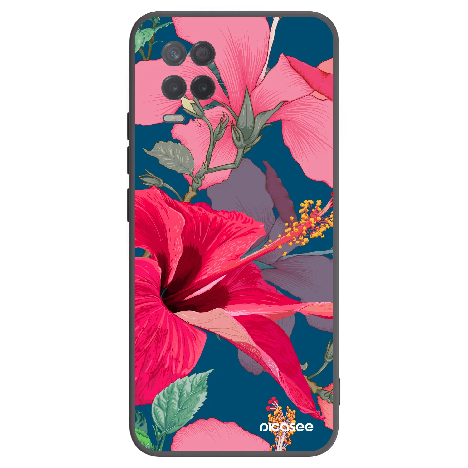 Picasee silikonový černý obal pro Realme 8 5G - Hibiscus