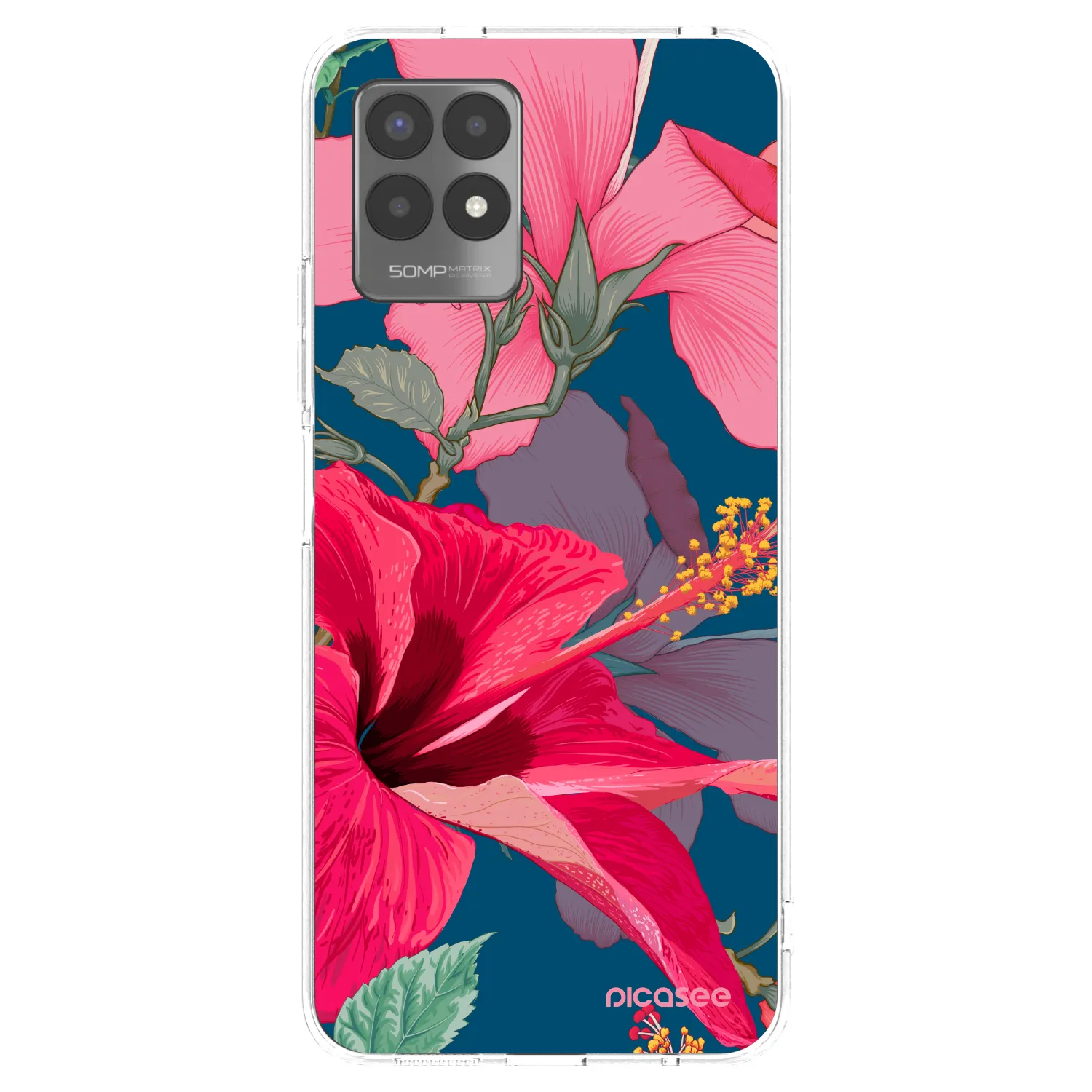 Picasee silikonový průhledný obal pro Realme 8i - Hibiscus