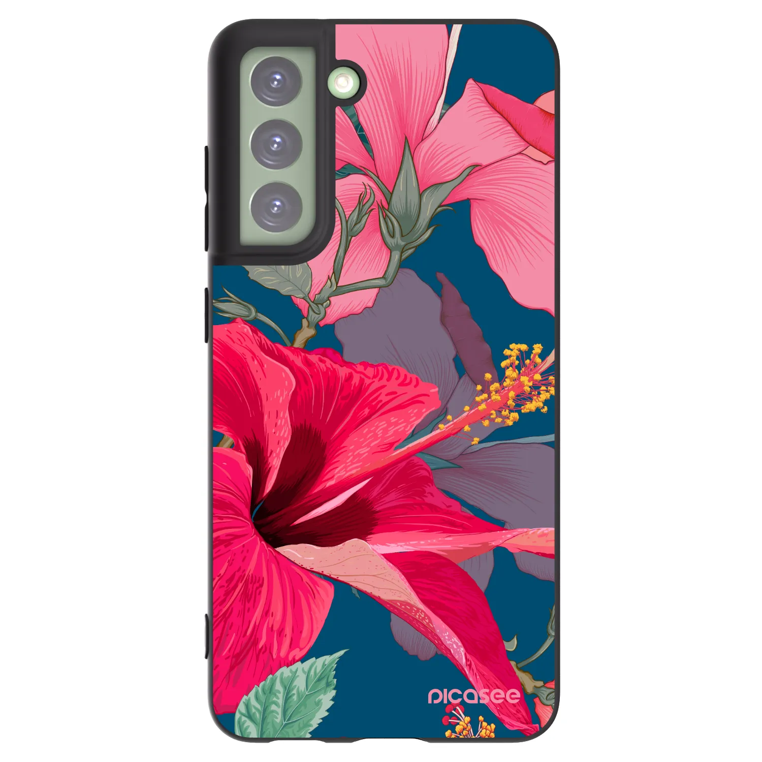 Picasee silikonový černý obal pro Samsung Galaxy S21 FE 5G - Hibiscus