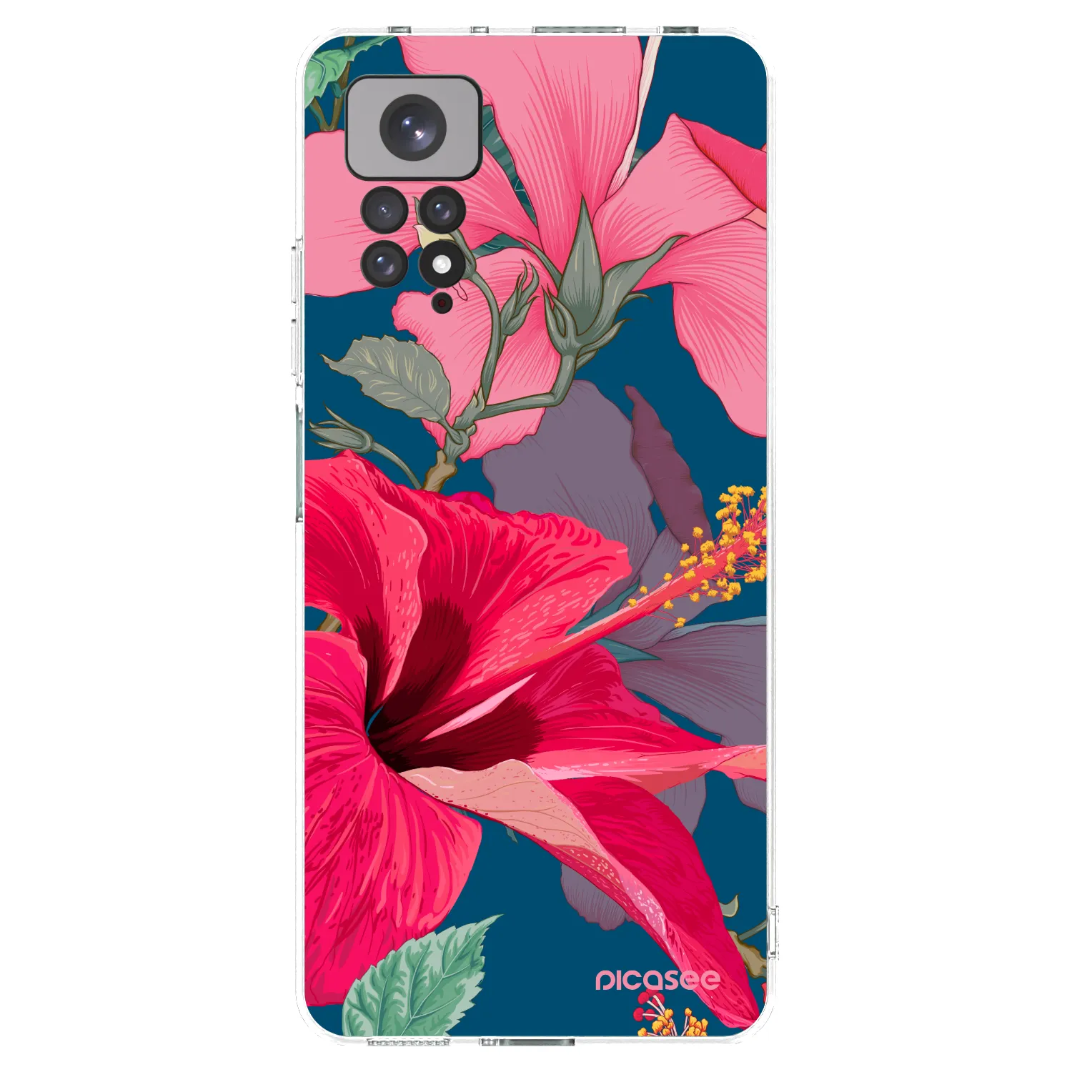 Picasee silikonový průhledný obal pro Xiaomi Redmi Note 11 - Hibiscus