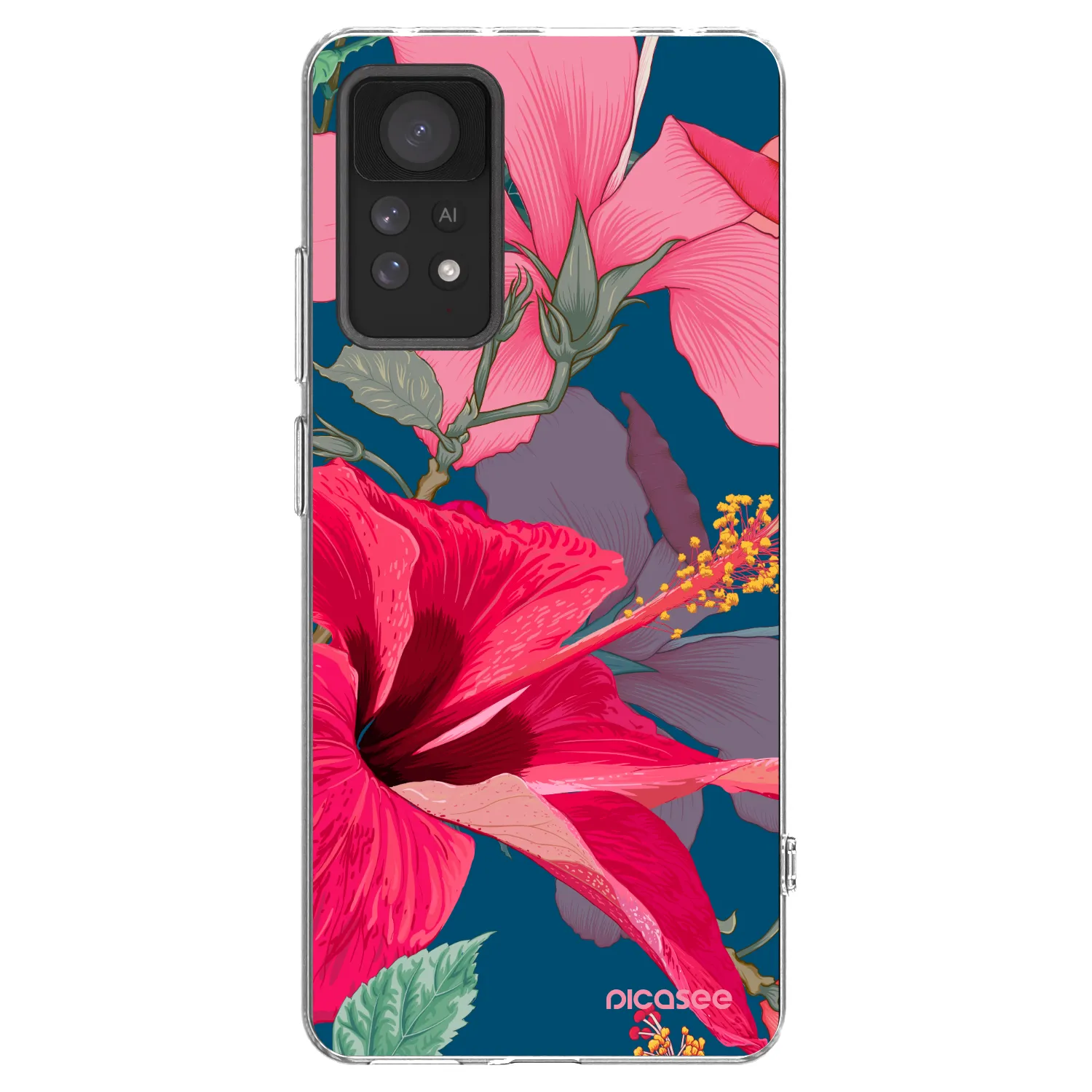 Picasee silikonový průhledný obal pro Xiaomi Redmi Note 11 Pro - Hibiscus